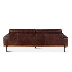 World Interiors Chiavari Industrial Geisha Brown Leather Sofa Living Room