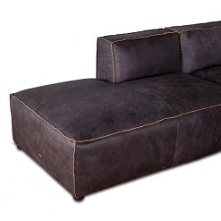 World Interiors Living Room Chiavari Modular Sectional In Distressed Ebony Leather