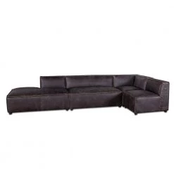 World Interiors Living Room Chiavari Modular Sectional In Distressed Ebony Leather