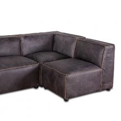 World Interiors Living Room Chiavari Modular Sectional In Distressed Ebony Leather