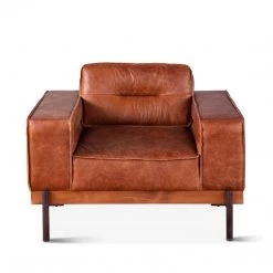 World Interiors Chiavari Modern Cognac Leather Armchair