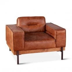 World Interiors Chiavari Modern Cognac Leather Armchair