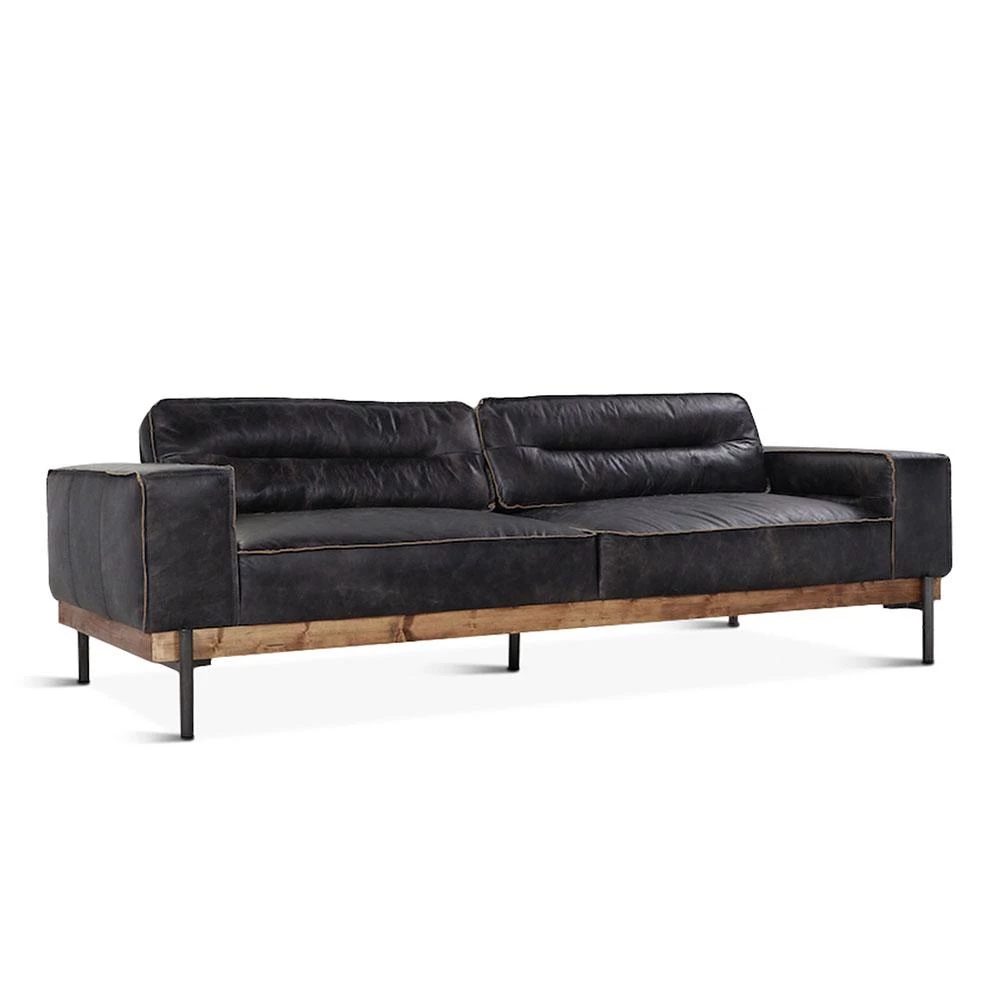 World Interiors Chiavari Distressed Antique Ebony Leather Sofa 4 World Interiors Chiavari Distressed Antique Ebony Leather Sofa