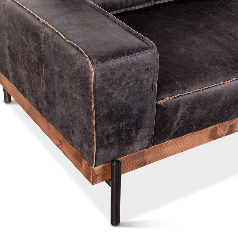 World Interiors Chiavari Distressed Antique Ebony Leather Sofa 7 World Interiors Chiavari Distressed Antique Ebony Leather Sofa