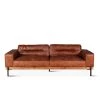 World Interiors Chiavari Modern Cognac Leather Sofa