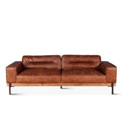 World Interiors Chiavari Modern Cognac Leather Sofa
