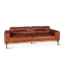 World Interiors Chiavari Modern Cognac Leather Sofa