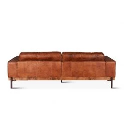 World Interiors Chiavari Modern Cognac Leather Sofa