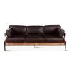 World Interiors Living Room Chiavari Mocha Brown Industrial Leather Sofa
