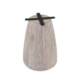 World Interiors Palm Desert Natural Dining Marble Table With Washed Wood Base