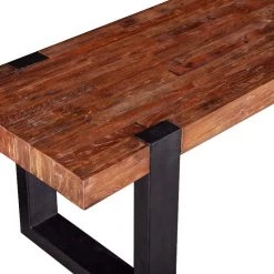 World Interiors Durango Rustic Modern Reclaimed Teak Wood Bench Dining Room