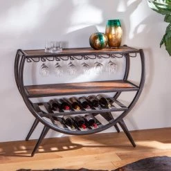 World Interiors Paxton Reclaimed Teak Half-Round Home Bar