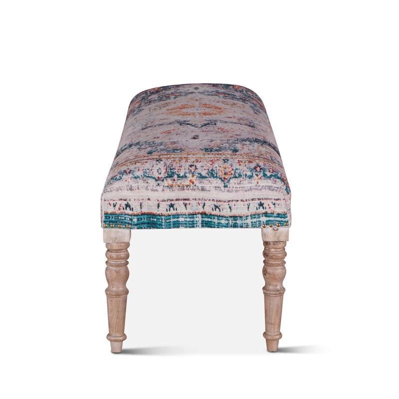 World Interiors Algiers Turquoise Print Upholstered Bench 6 World Interiors Algiers Turquoise Print Upholstered Bench