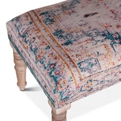 World Interiors Algiers Turquoise Print Upholstered Bench 10 World Interiors Algiers Turquoise Print Upholstered Bench