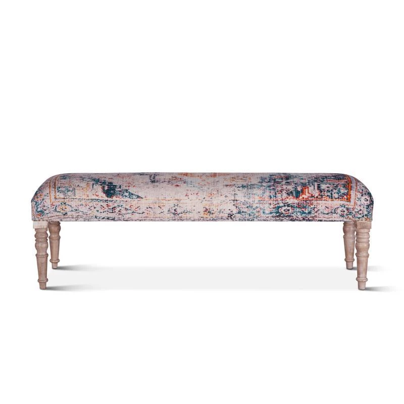 World Interiors Algiers Turquoise Print Upholstered Bench 3 World Interiors Algiers Turquoise Print Upholstered Bench