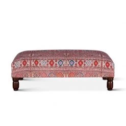World Interiors Algiers Mixed Red Pattern Ottoman