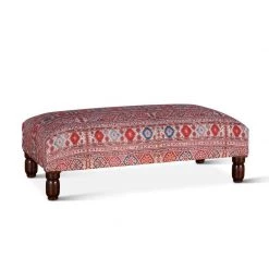 World Interiors Algiers Mixed Red Pattern Ottoman
