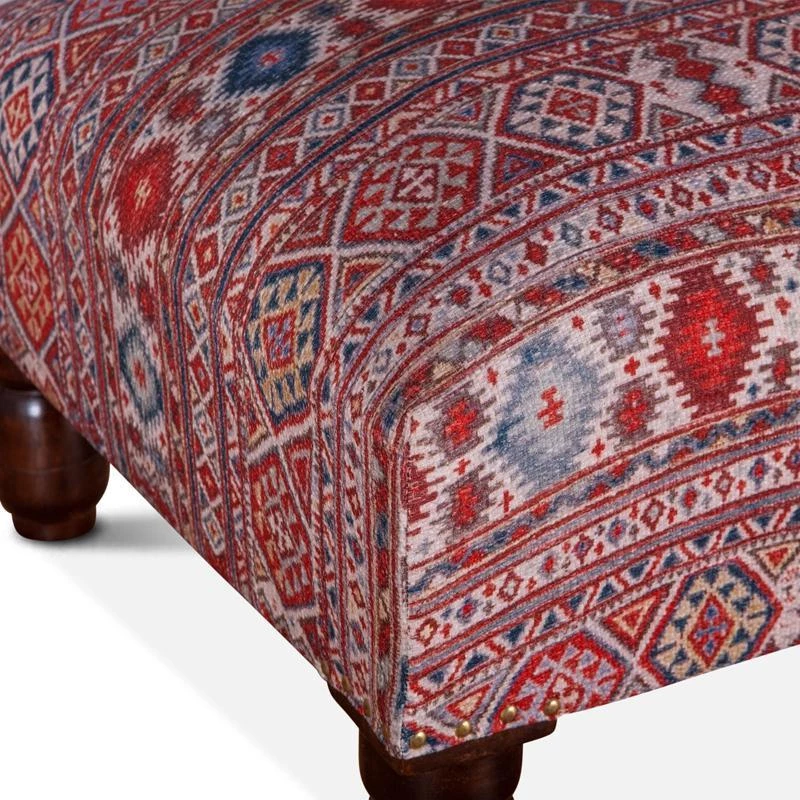 World Interiors Algiers Mixed Red Pattern Ottoman 6 World Interiors Algiers Mixed Red Pattern Ottoman