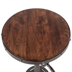 World Interiors Artezia 25-Inch Round Adjustable Acacia Wood Side Table