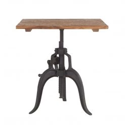 World Interiors Artezia Farmhouse Industrial Crank Side Table Dining Room