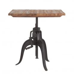 World Interiors Artezia Farmhouse Industrial Crank Side Table Dining Room