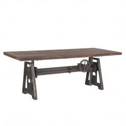 World Interiors Dining Room Artezia Recycled Teak Industrial Crank Dining Table