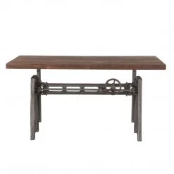 World Interiors Artezia Recycled Teak Industrial Crank Desk Desks & Shelving