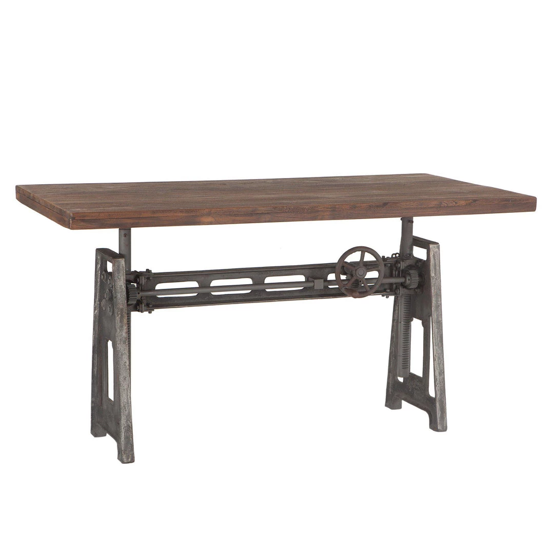 World Interiors Artezia Recycled Teak Industrial Crank Desk Desks & Shelving 4 World Interiors Artezia Recycled Teak Industrial Crank Desk Desks & Shelving