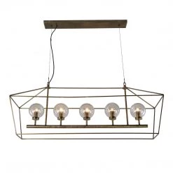 World Interiors Bali Boho Hanging Wire Frame Chandelier Accents