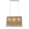 World Interiors Bali Boho Rectangle Jute Hanging Pendant Light