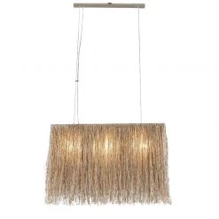World Interiors Bali Boho Rectangle Jute Hanging Pendant Light