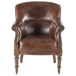 World Interiors Living Room Charles Vintage Leather Club Chair