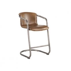 World Interiors Bar & Counter Stools Chiavari Industrial Modern Leather Counter-Height Stool