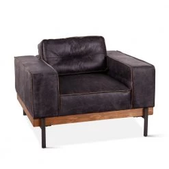 World Interiors Chiavari Distressed Antique Ebony Leather Armchair