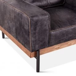 World Interiors Chiavari Distressed Antique Ebony Leather Armchair