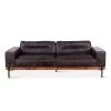 World Interiors Chiavari Distressed Antique Ebony Leather Sofa