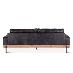 World Interiors Living Room Chiavari Distressed Ebony Leather Sofa