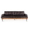 World Interiors Living Room Chiavari Distressed Ebony Leather Sofa
