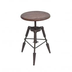 World Interiors Clementine Adjustable Reclaimed Teak Bar Stool