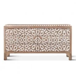 World Interiors Bedroom Haveli Mango Wood Geometric Carved Dresser