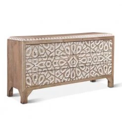 World Interiors Bedroom Haveli Mango Wood Geometric Carved Dresser