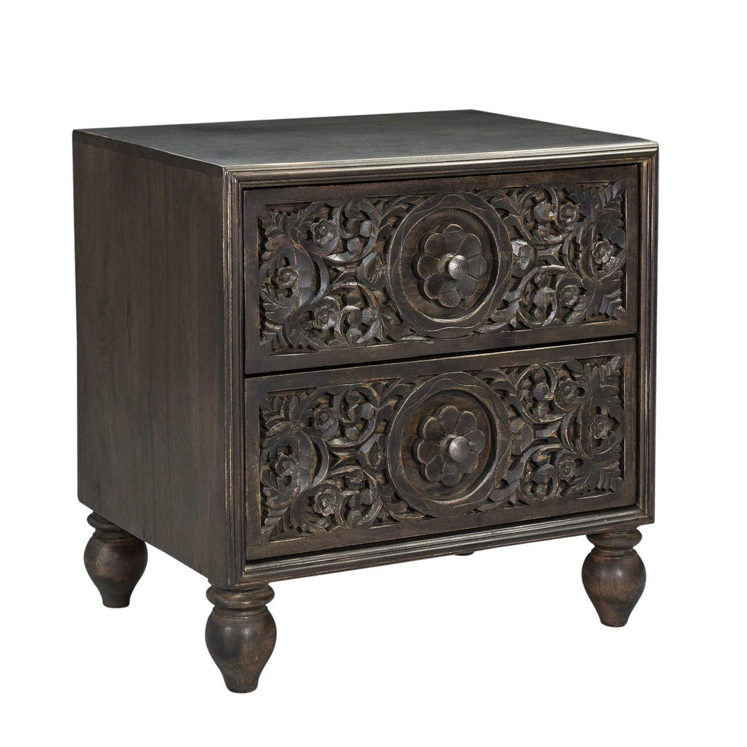 World Interiors Bedroom Haveli Traditional Handcarved Nightstand 4 World Interiors Bedroom Haveli Traditional Handcarved Nightstand