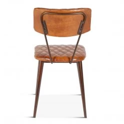 World Interiors Hudson Diamond Stitched Leather Dining Chair Dining Room
