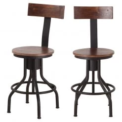 World Interiors Amici Acacia Wood Adjustable Height Barstool Dining Room