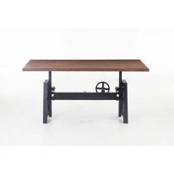World Interiors Desks & Shelving Amici Adjustable Modern Acacia Wood Desk