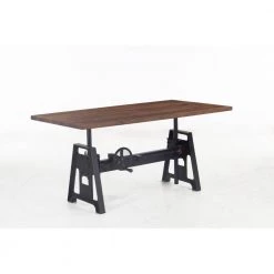 World Interiors Desks & Shelving Amici Adjustable Modern Acacia Wood Desk