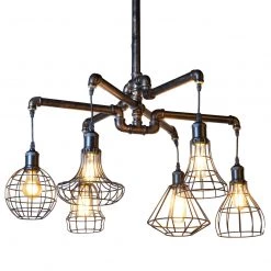 World Interiors Lighting Element Industrial Pipe Ceiling Light