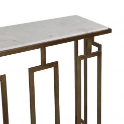 World Interiors Leonardo Console Table With White Marble Top Living Room