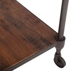 World Interiors Paxton Rustic Industrial Rolling Side Table