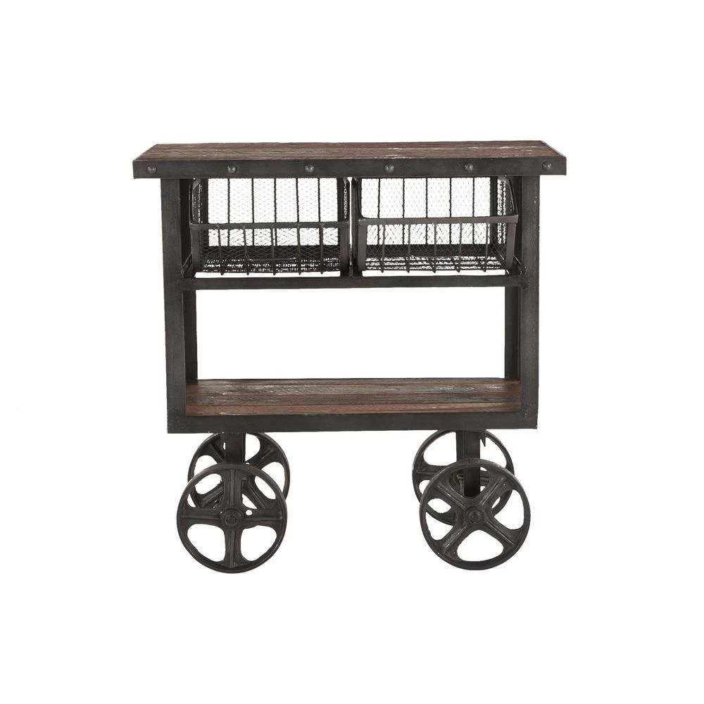 World Interiors Living Room Paxton Rustic Industrial Rolling Utility Cart 3 World Interiors Living Room Paxton Rustic Industrial Rolling Utility Cart